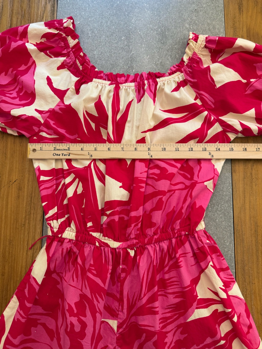 Flying Tomato Tropical Floral Puff Sleeve Romper Pink Cream Small - Picture 5 of 10